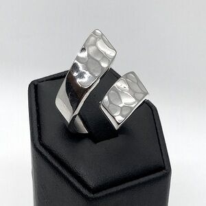 Vtg 925 Sterling Silver Thick Chunky Hammered Design Bypass Ring Sz 10.5 | 10g